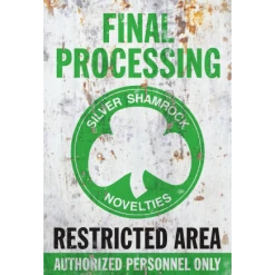 Trick Or Treat Studios Halloween III Silver Shamrock Final Processing Aluminum Sign